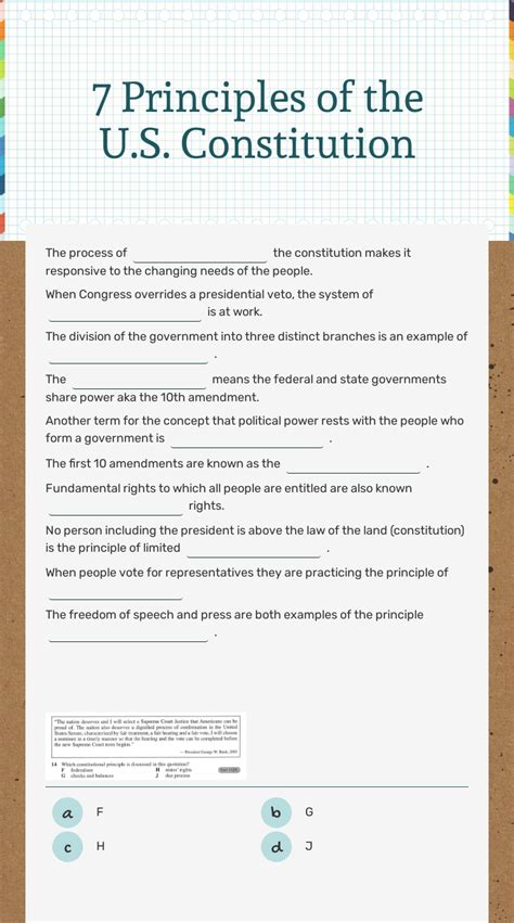 principles of the us constitution worksheet answers